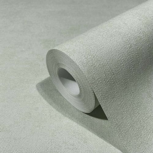 Non-woven wallpaper textile look plain green glitter 34419