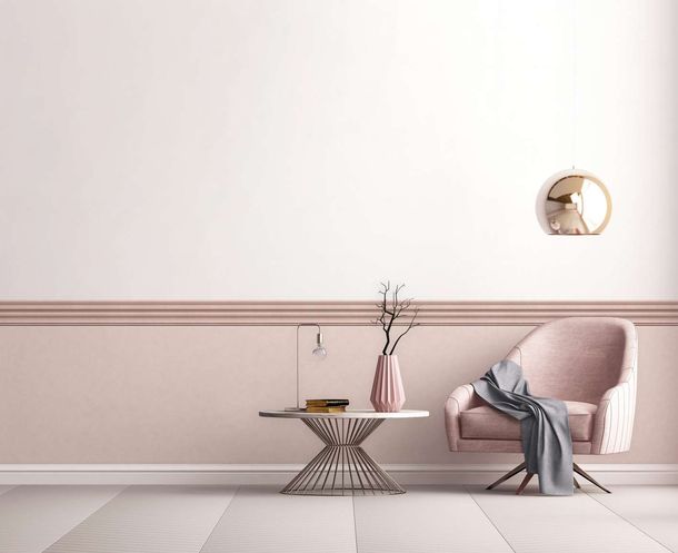 Bordüre 3D-Effekt Stuck Leiste Streifen Beige Rosa 34457 Raum