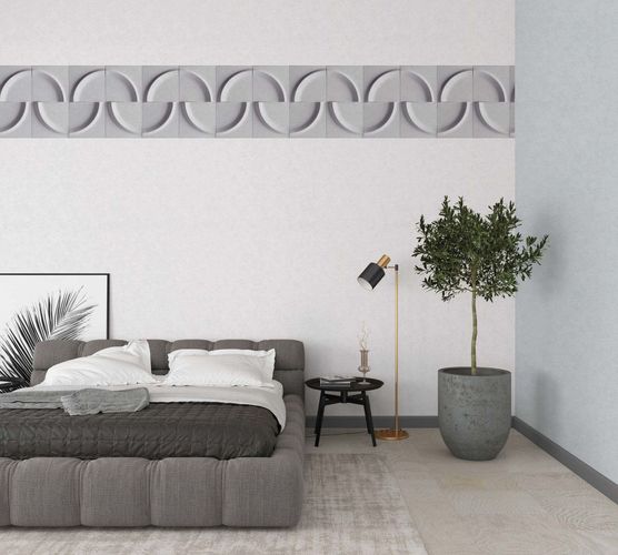 Non-woven wallpaper stucco element 3D effect grey 34463