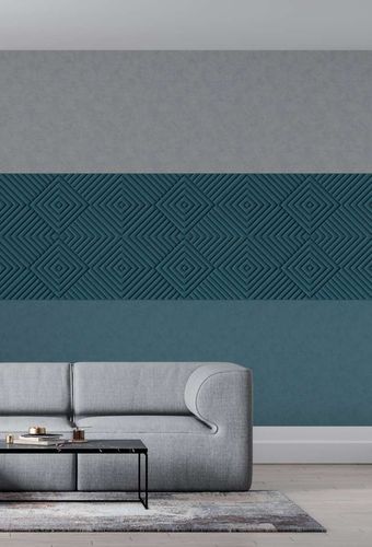 Vliestapete 3D-Effekt Raute Grafisch Blau 34480 Raum