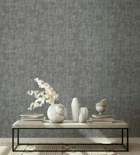 Non-woven wallpaper used plaster look dark grey 81614
