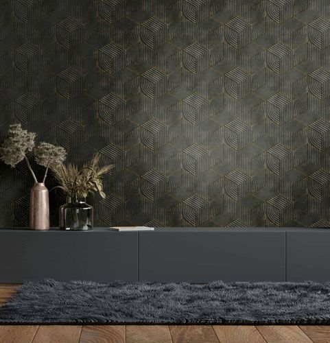 Vliestapete 3D-Optik Geometrisch Grau Schwarz 81619 Zimmer
