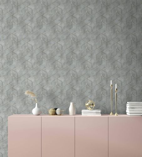 Vliestapete 3D-Optik Geometrisch Grau Beige 81620 Raum
