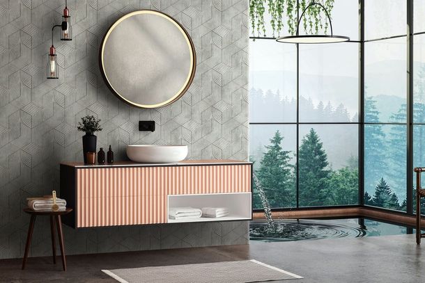 Vliestapete 3D-Optik Geometrisch Grau Creme 81622 Raum