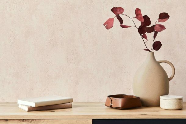 Non-woven wallpaper concrete texture plain apricot 82398