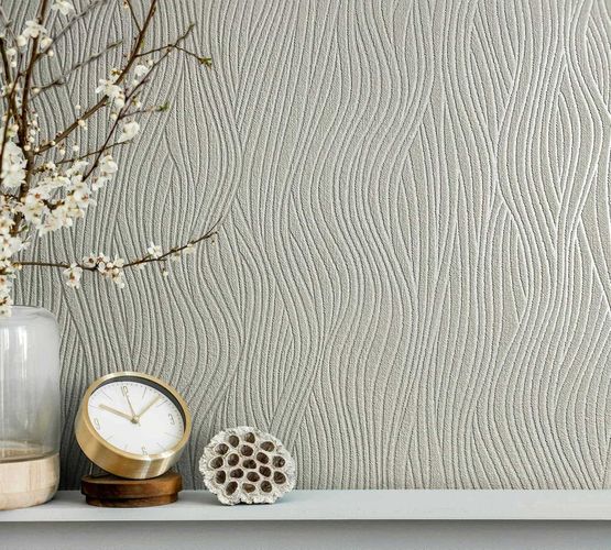 Vliestapete Wellen Abstrakt Beige Perlmutt Metallic 82402 Raum