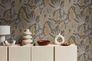 Vliestapete Blattmuster Textiloptik Braun Grau 39346-3 Raum 1