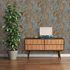 Non-woven wallpaper leaf pattern blue brown 39346-4 6