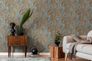 Non-woven wallpaper leaf pattern blue brown 39346-4 7