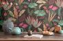 Vliestapete Floral Dschungel Schwarz Rosa Grün 39348-1 Esszimmer 1