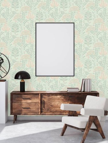 Vliestapete Blumen Blätter Floral Grün Rosa 39349-3 Zimmer