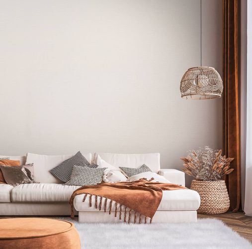 Vliestapete Leinen Optik Uni Creme Beige 39351-1 Wohnzimmer