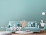 Vliestapete Struktur Einfarbig Türkis Blau 39353-5 Wohnzimmer 1