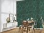 Non-woven wallpaper leaves petrol green gold 39355-3 8