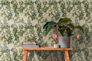 Non-woven wallpaper leaves flowers green white 39424-1 1