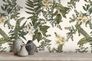 Non-woven wallpaper leaves flowers white green 39424-3 1