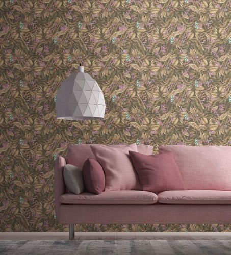 Non-woven wallpaper tropics flowers brown beige 39425-3