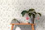 Non-woven wallpaper floral sketch birds white green 39429-3 1