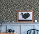 Non-woven wallpaper branches leaves black white 39430-2 6