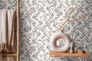 Non-woven wallpaper branches leaves white grey 39430-4 1