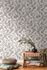 Non-woven wallpaper branches leaves white grey 39430-4 5