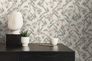 Non-woven wallpaper branches leaves white grey 39430-4 6