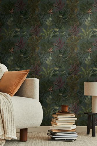 Non-woven wallpaper tropics jungle dark green 39433-2