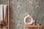 Non-woven wallpaper leaves green cream purple 39434-3 5