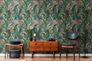 Non-woven wallpaper palm leaves petrol green 39435-2 1