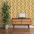 Non woven wallpaper diamonds geometric orange green 39531-2 6