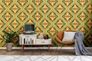 Non woven wallpaper diamonds geometric orange green 39531-2 7