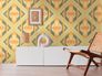 Non woven wallpaper diamonds geometric orange green 39531-2 8