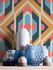 Non woven wallpaper diamonds geometric orange blue 39531-4 5