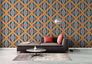 Non woven wallpaper diamonds geometric orange blue 39531-4 8
