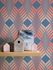 Vliestapete Rauten Grafik Blau Rot Apricot 39532-2 Raum 1