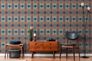 Vliestapete Rauten Grafik Blau Rot Apricot 39532-2 Wohnzimmer 5