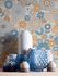 Vliestapete Floral Blumen Muster Blau Orange 39535-2 Raum 1