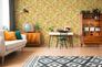 Non woven wallpaper floral pattern orange green 39535-5 7