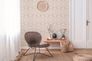Non woven wallpaper oval block strips pink cream 39536-5 6