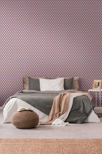 Vliestapete Fächer 3D Optik Grafik Orange Lila 39538-2 Schlafzimmer