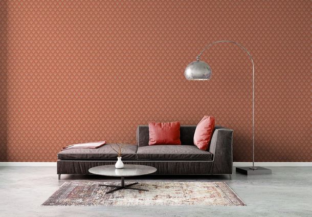 Vliestapete Fächer 3D Optik Grafik Rot Orange 39538-5 Wohnzimmer
