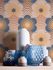 Vliestapete Blumen Wellen Retro Braun Blau 39539-2 Raum 1