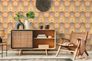Non woven wallpaper waves retro yellow orange 39539-5 4