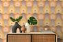 Non woven wallpaper waves retro yellow orange 39539-5 1