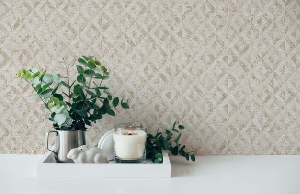 Non-woven wallpaper graphic white gold metallic 39505-2