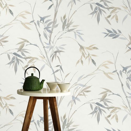 Tapetenart Natur Bambus Optik Weiß Grau Beige 10388-38 Zimmer