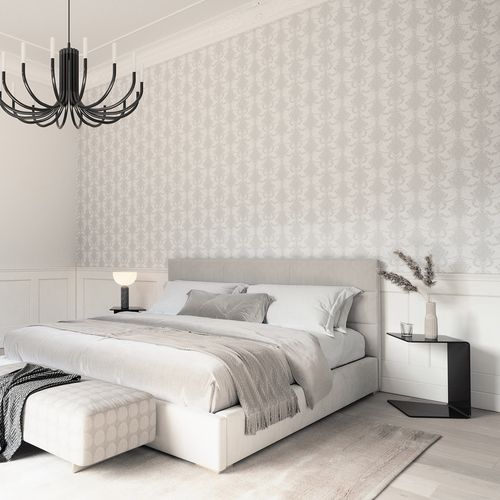 Vliestapete Barock Ranken Creme Silber Metallic 10287-31 Raum