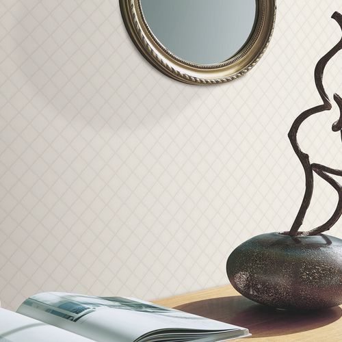 Vliestapete Kariert Gesteppt Creme Glanz 10289-02 Zimmer