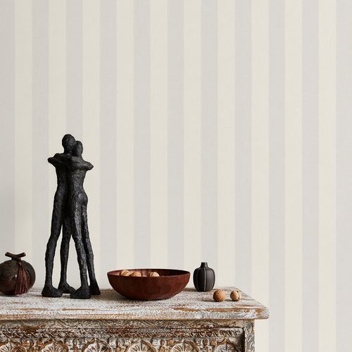 Vliestapete Gestreift Creme Grau Metallic 10290-14 Zimmer