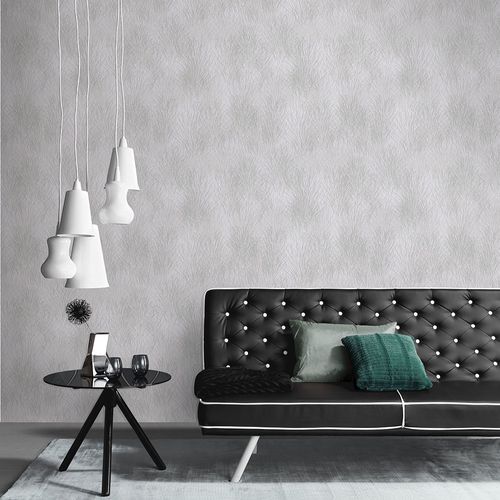 Non-woven wallpaper floral grey silver metallic 10380-10